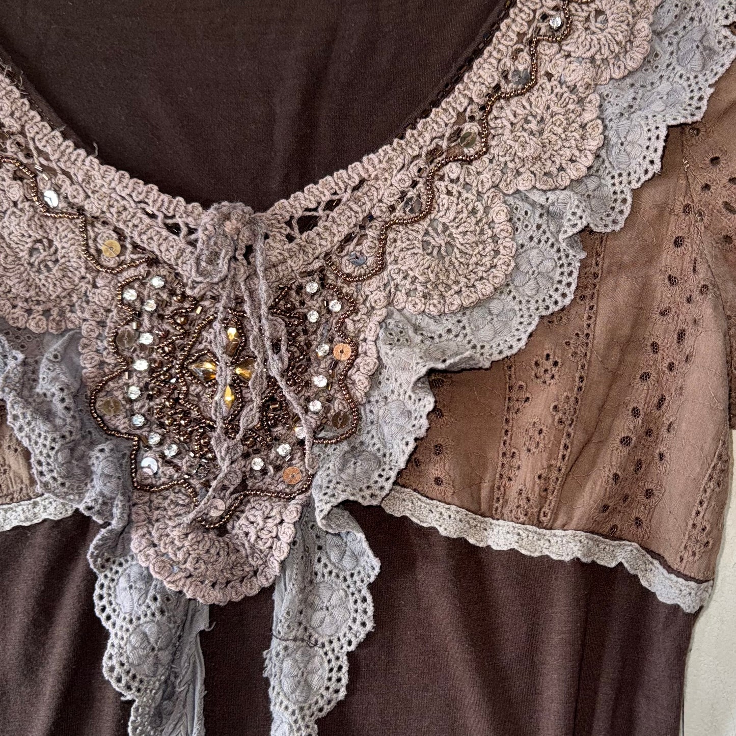 Brown embroidered top