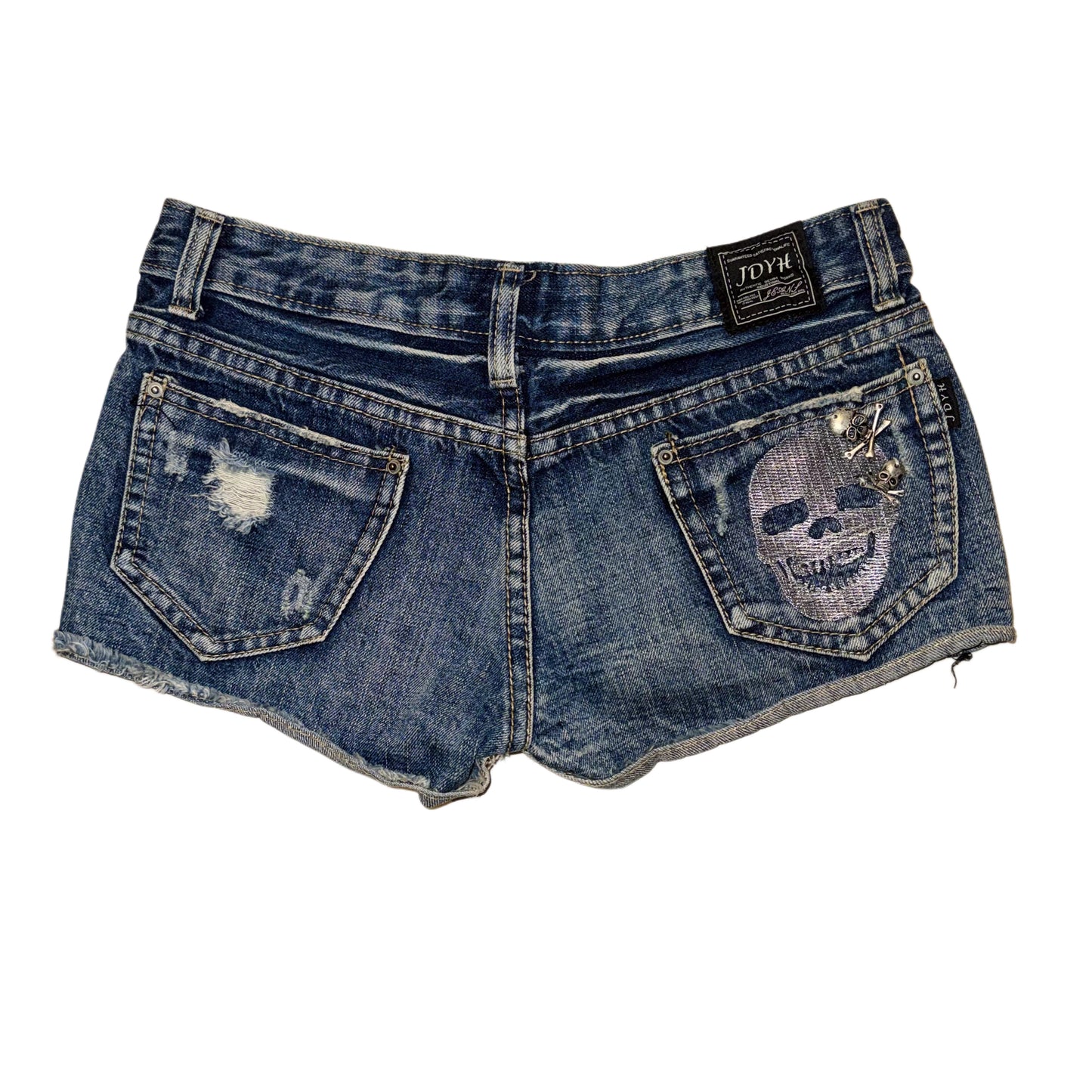 Skull denim shorts