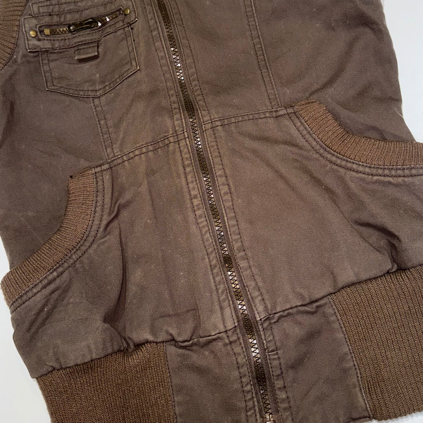 Brown cargo zipper vest