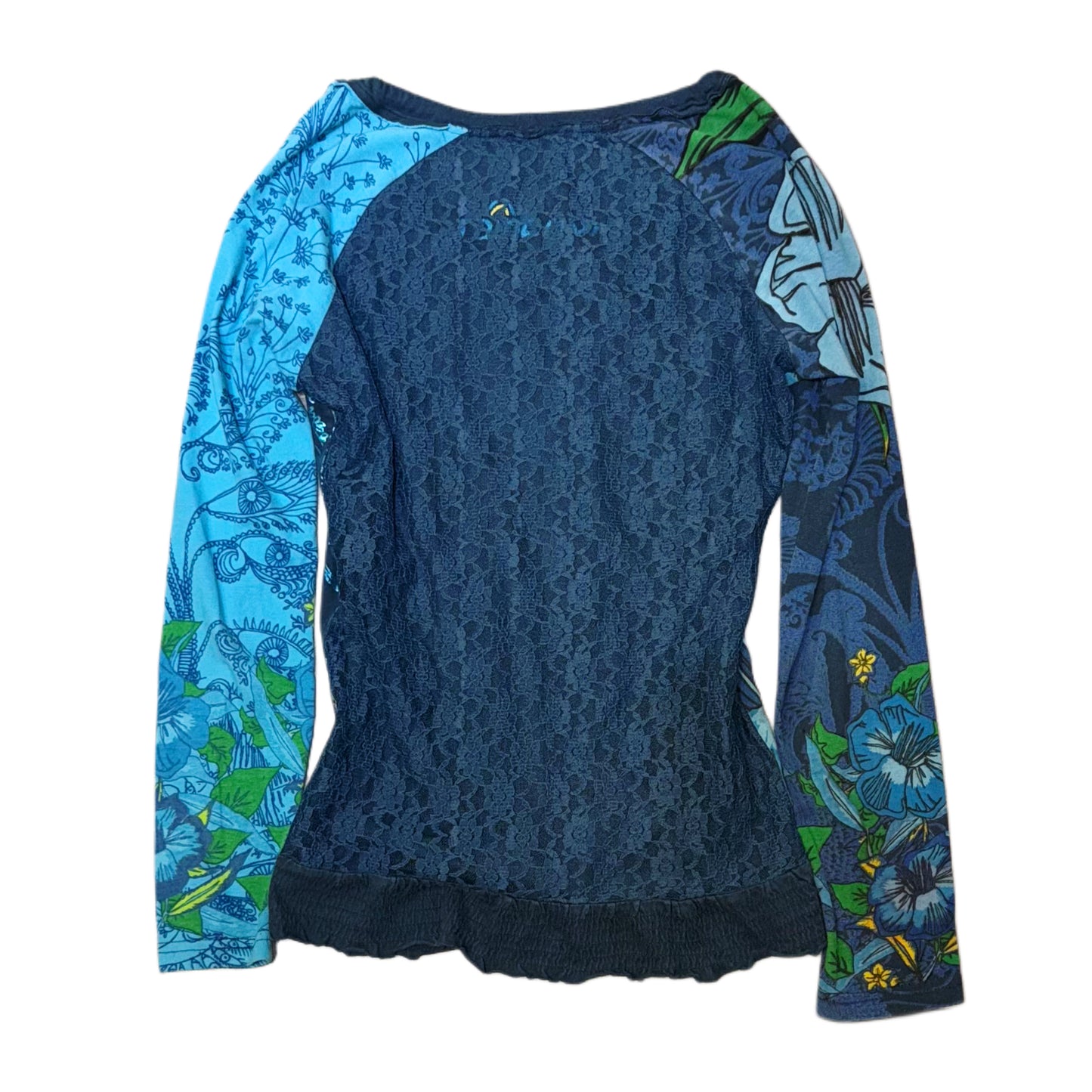 Desigual blue floral lace long sleeve