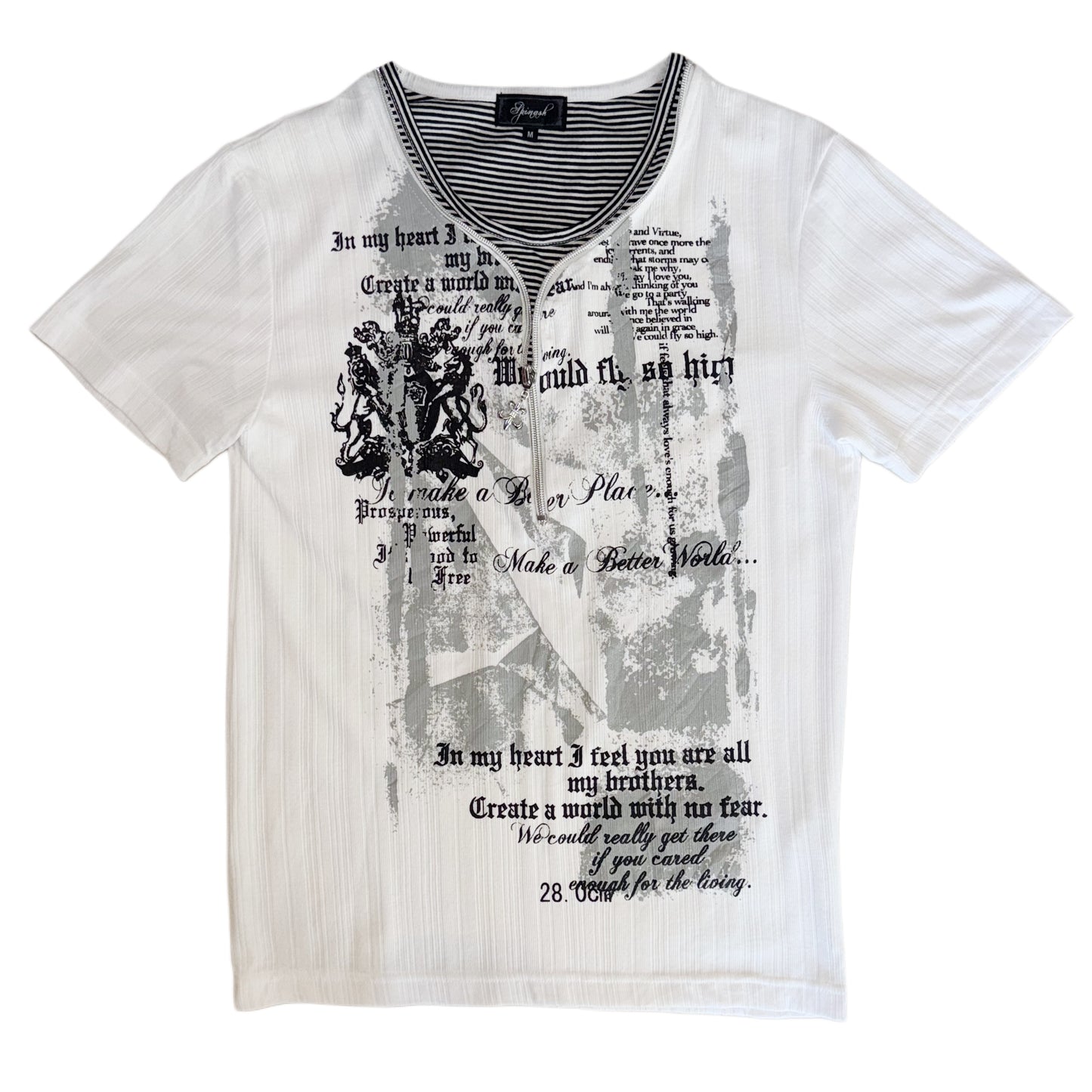 Distressed gothic graphic white top(unisex)