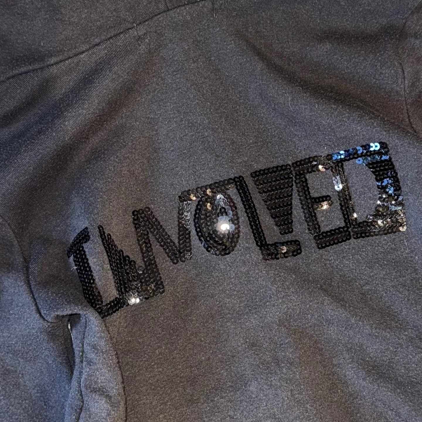 Sword Fish black embroidered zip up furry hoodie