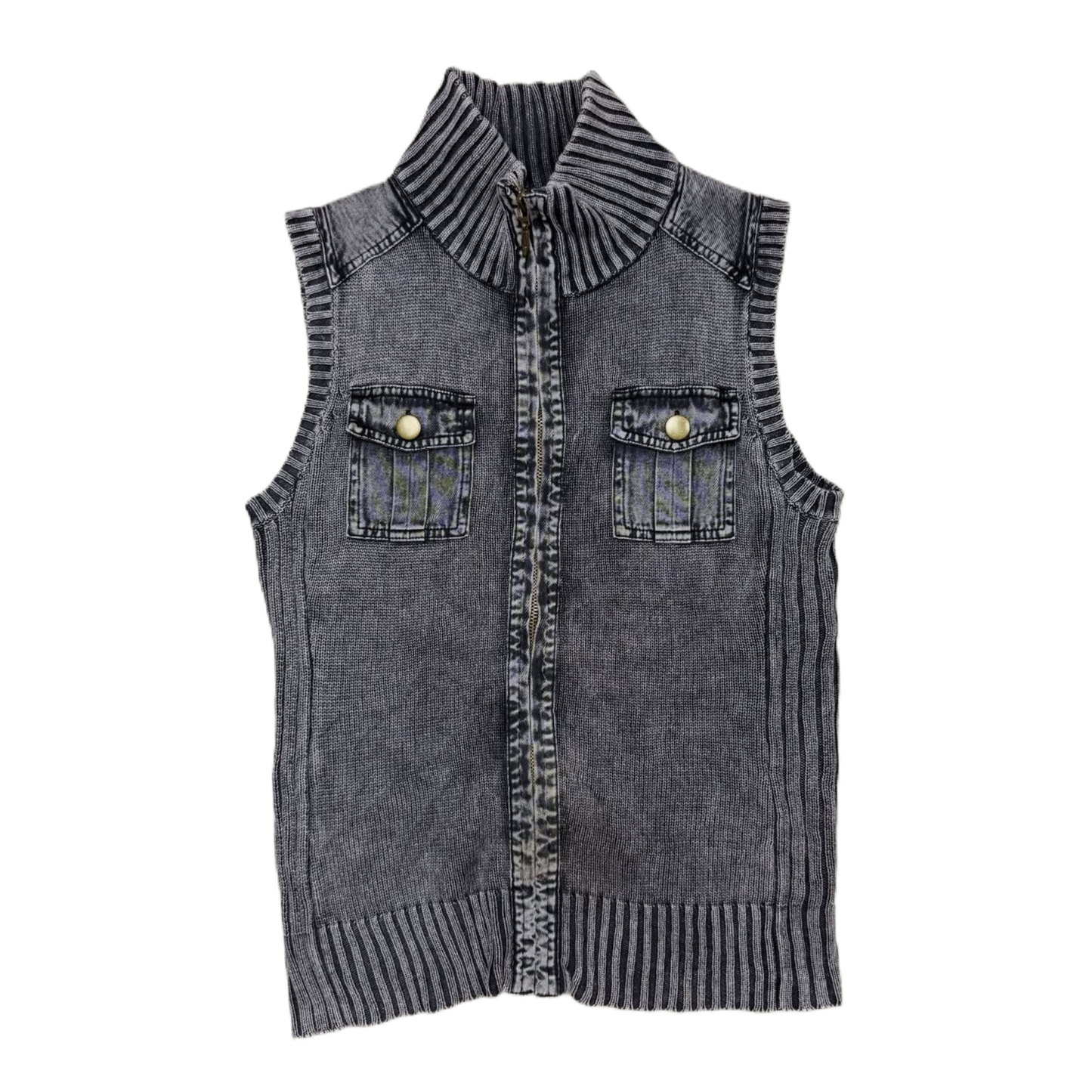 Grey knitted zip up vest