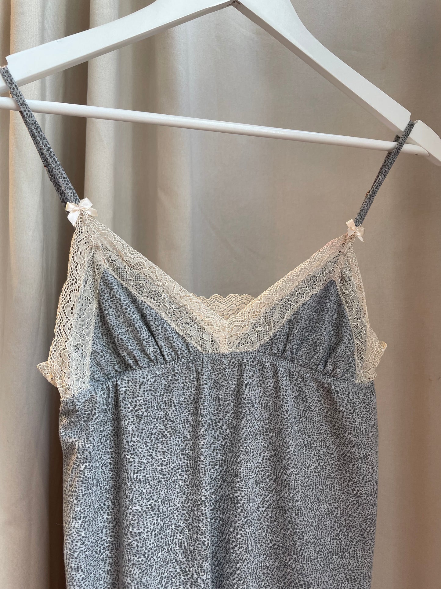 Grey white lace top