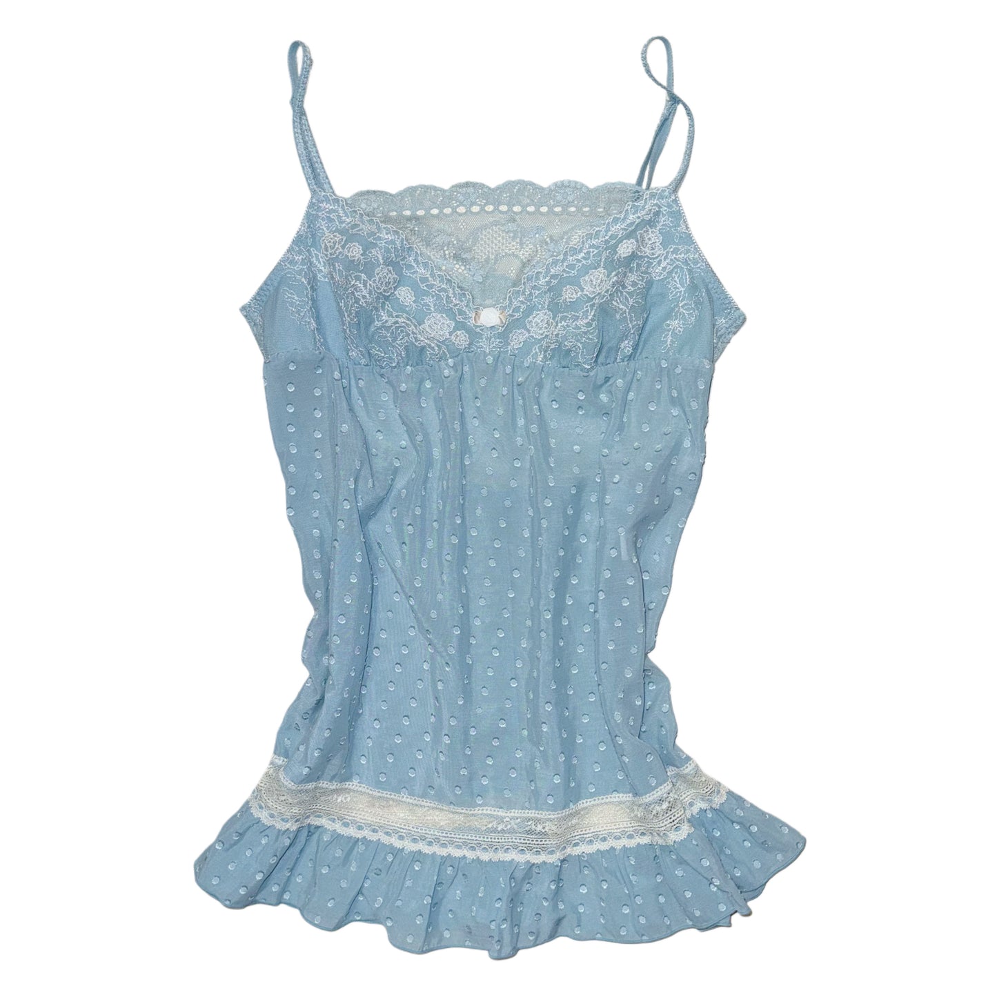 Tiffany blue polka dot lace top