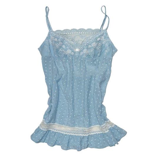 Tiffany blue polka dot lace top