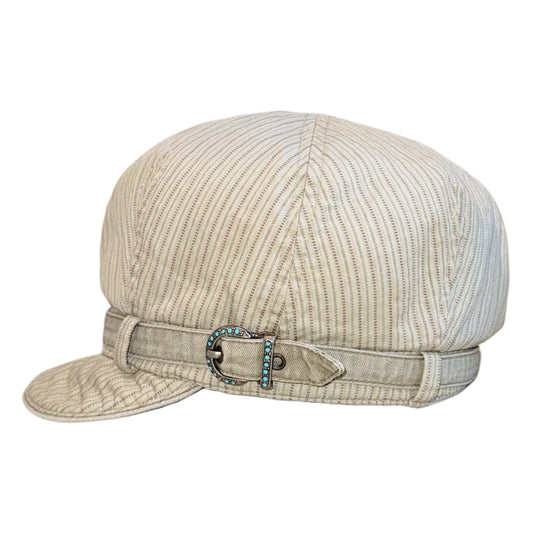 Ivory strips hat with belt detail