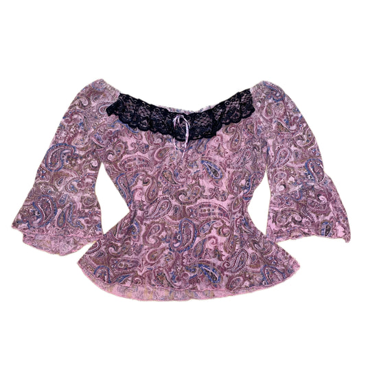 purple off shoulder lace top