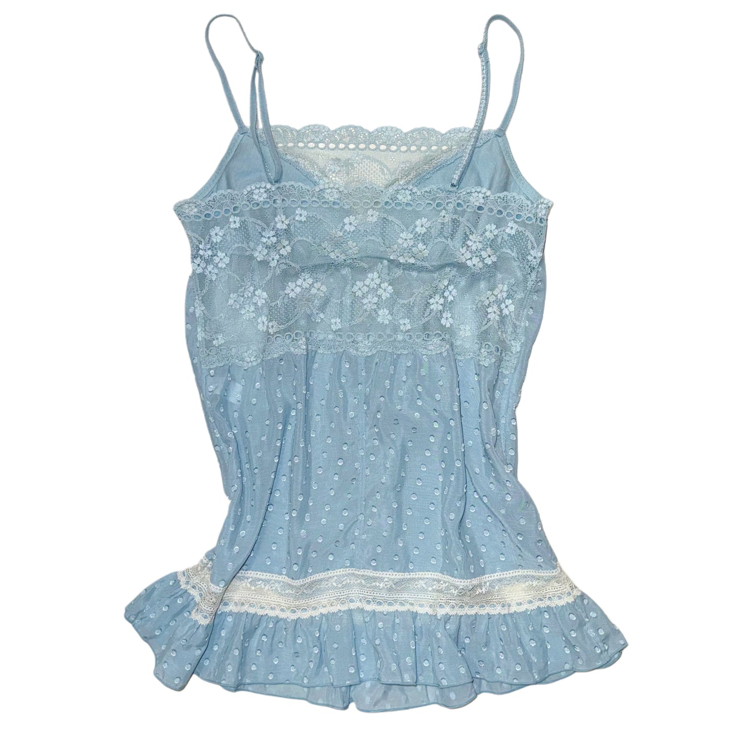 Tiffany blue polka dot lace top