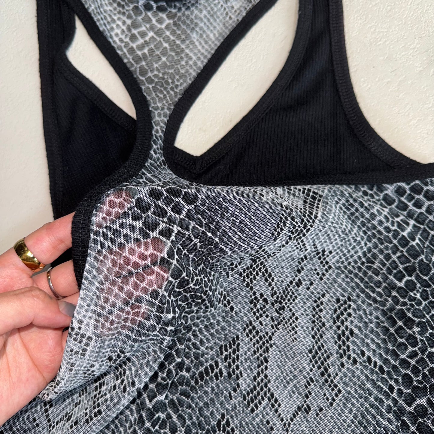 Spiral Girl snakeskin print mesh top