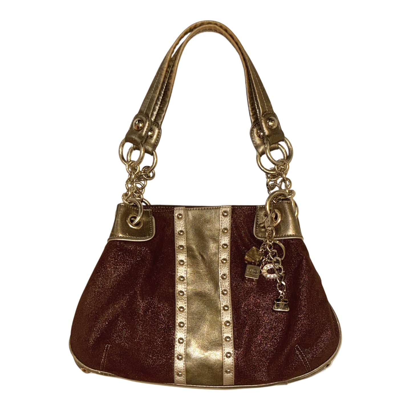 Kathy brown suede bag with keychain