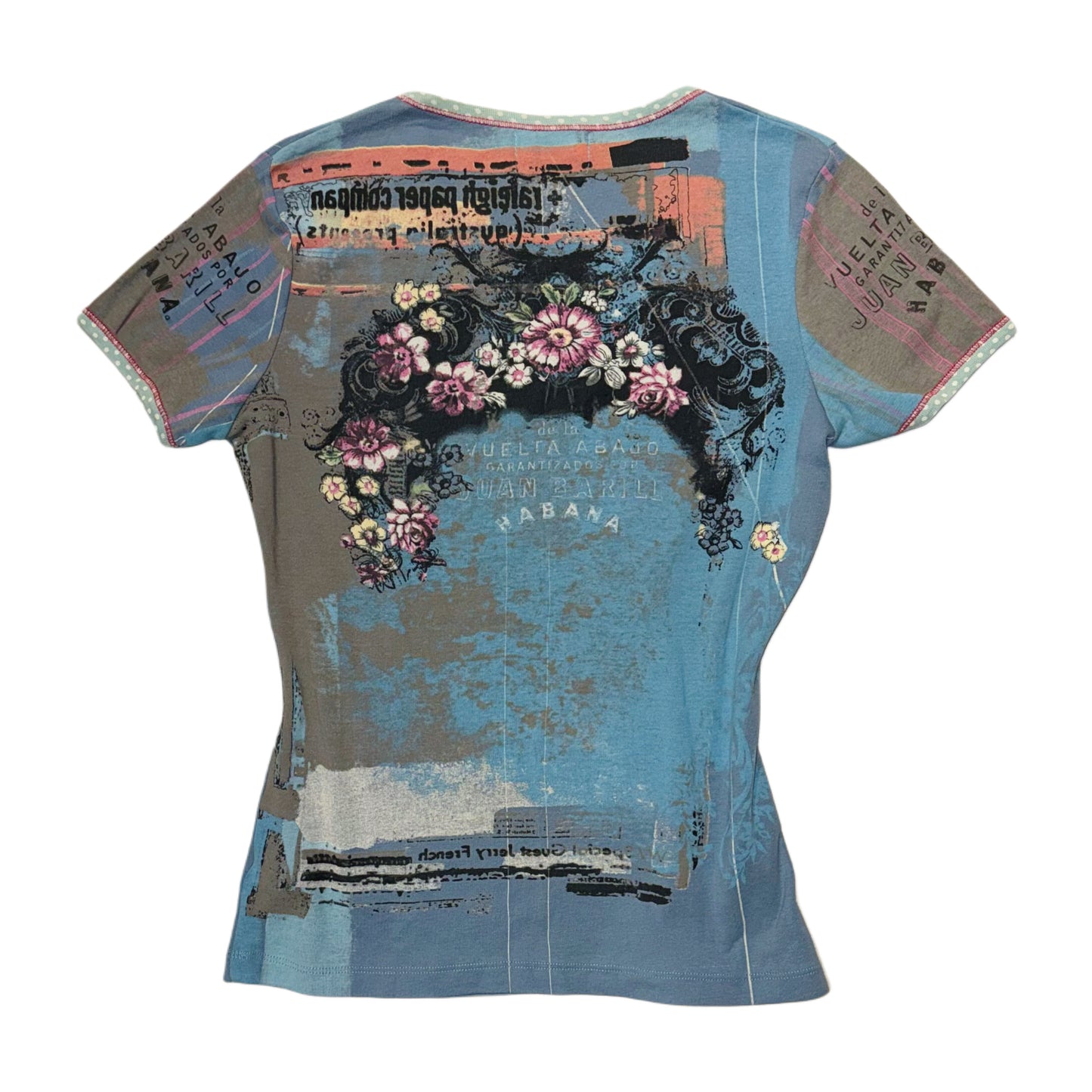 Vanilla sugar blue graphic rhinestone top