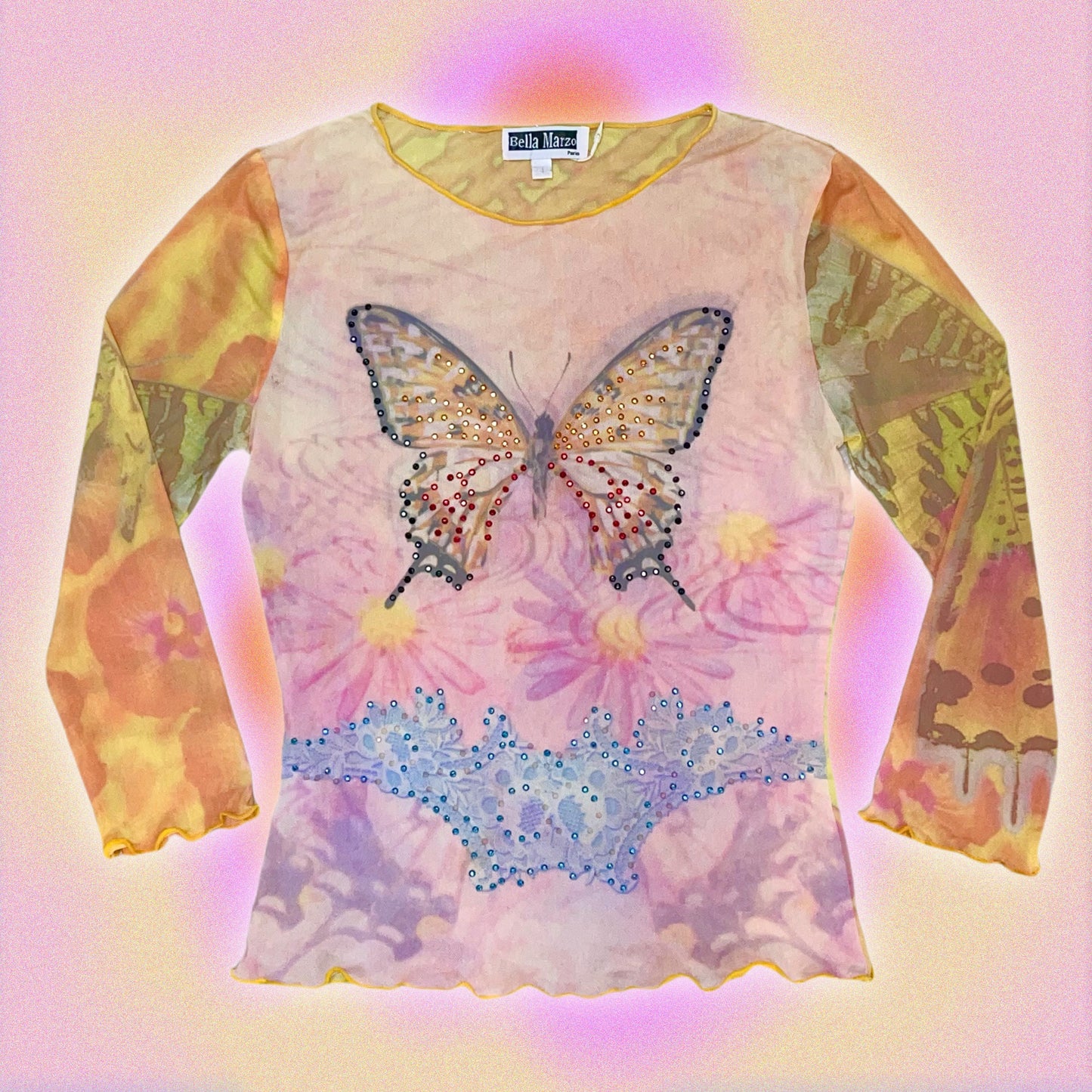 Bella Marzo Paris butterfly mesh long sleeve