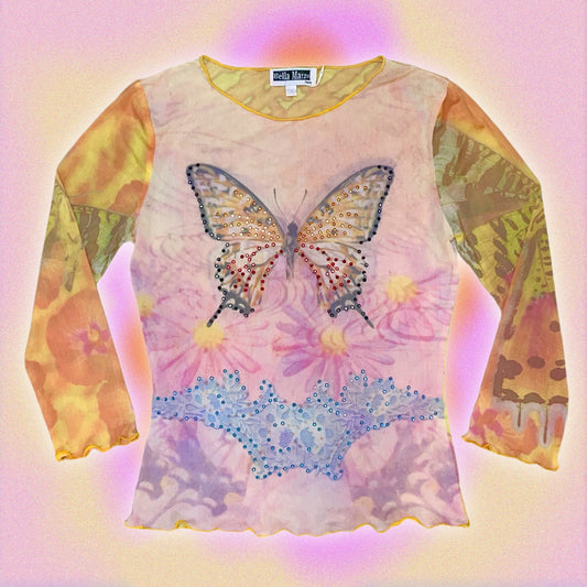 Bella Marzo Paris butterfly mesh long sleeve