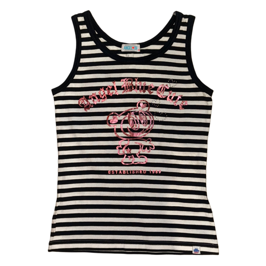 Angel blue rhinestone striped top
