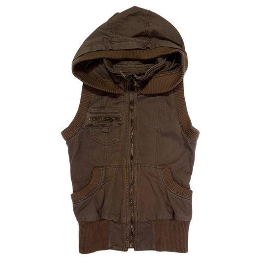 Brown cargo zipper vest