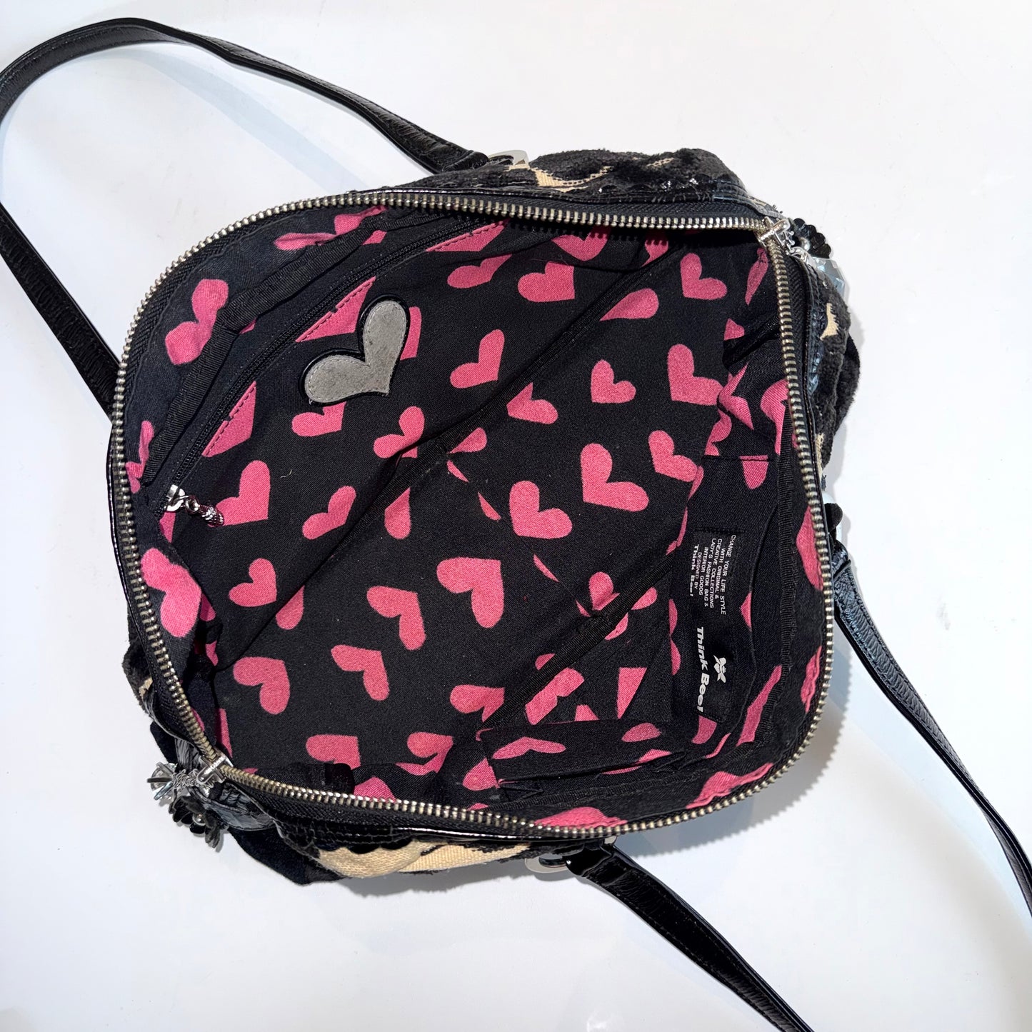 Think Bee black floral shoulder bag