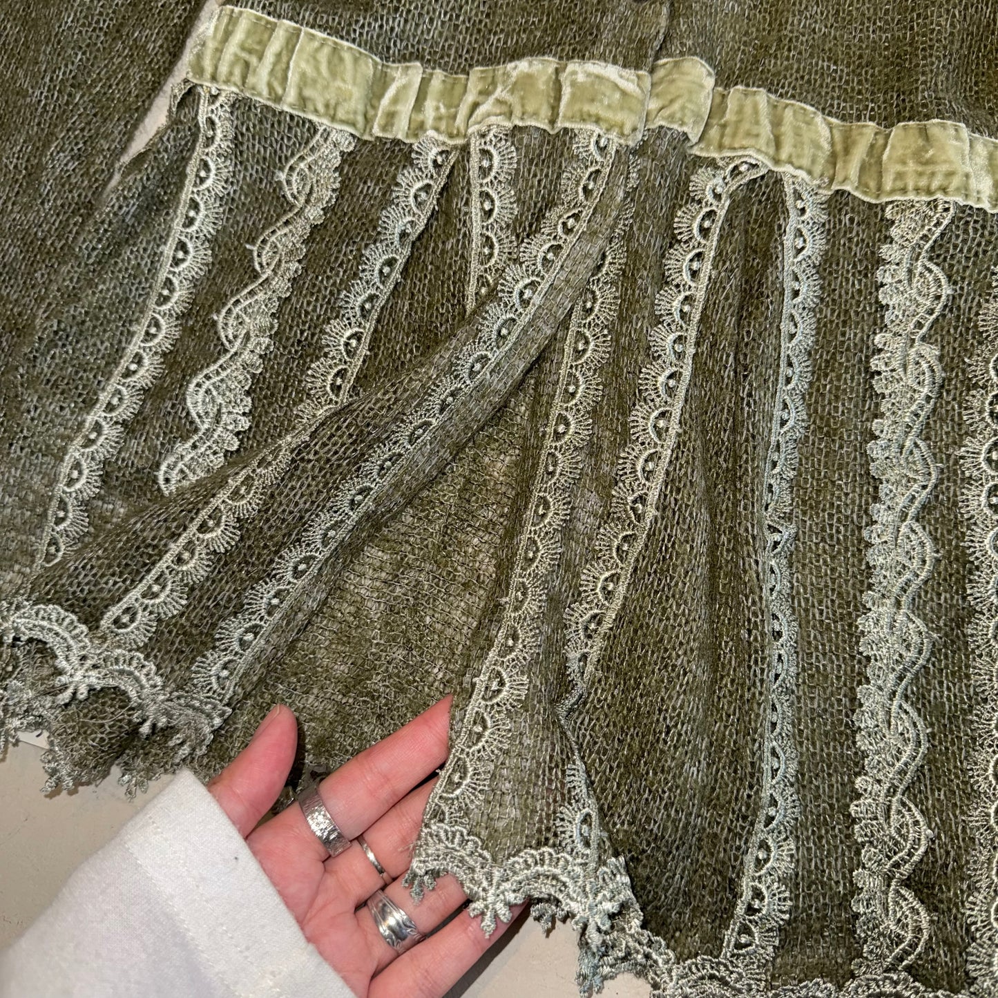 Green knit lace outer