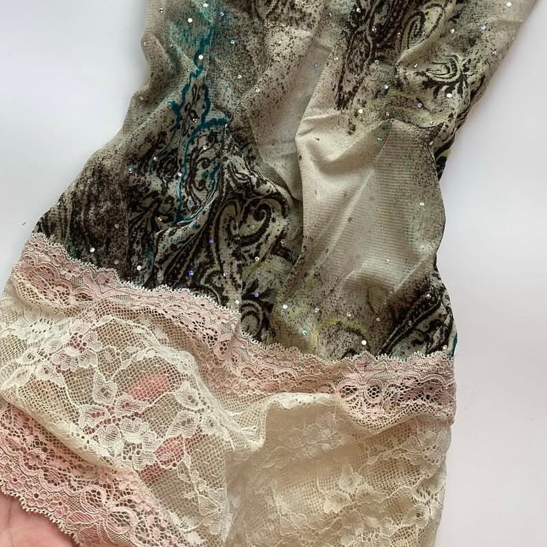Green paisley lace top