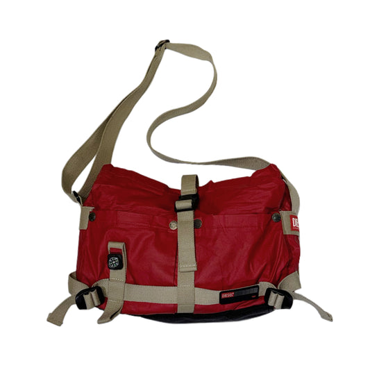Diesel red nylon bag with compass
