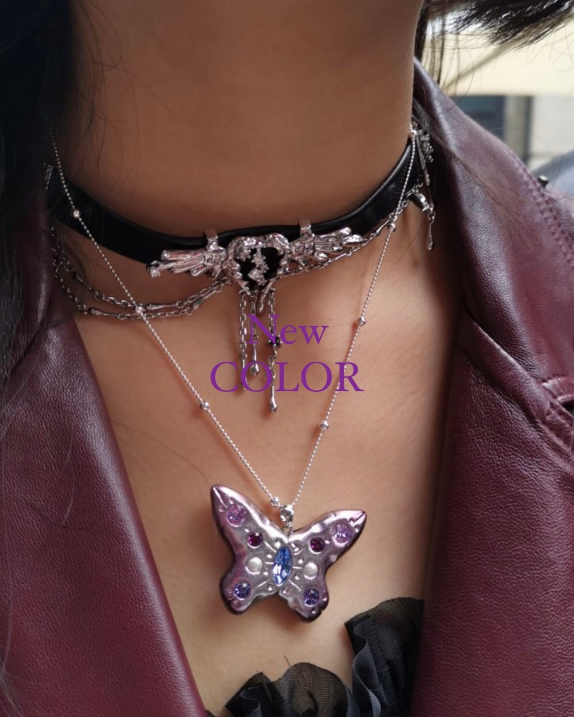 Butterfly crystal 925 sliver necklace(L)