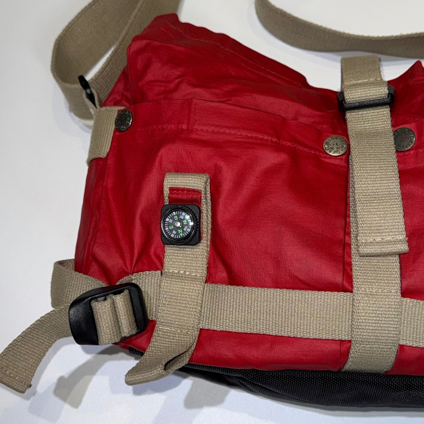 Diesel red nylon compass bag
