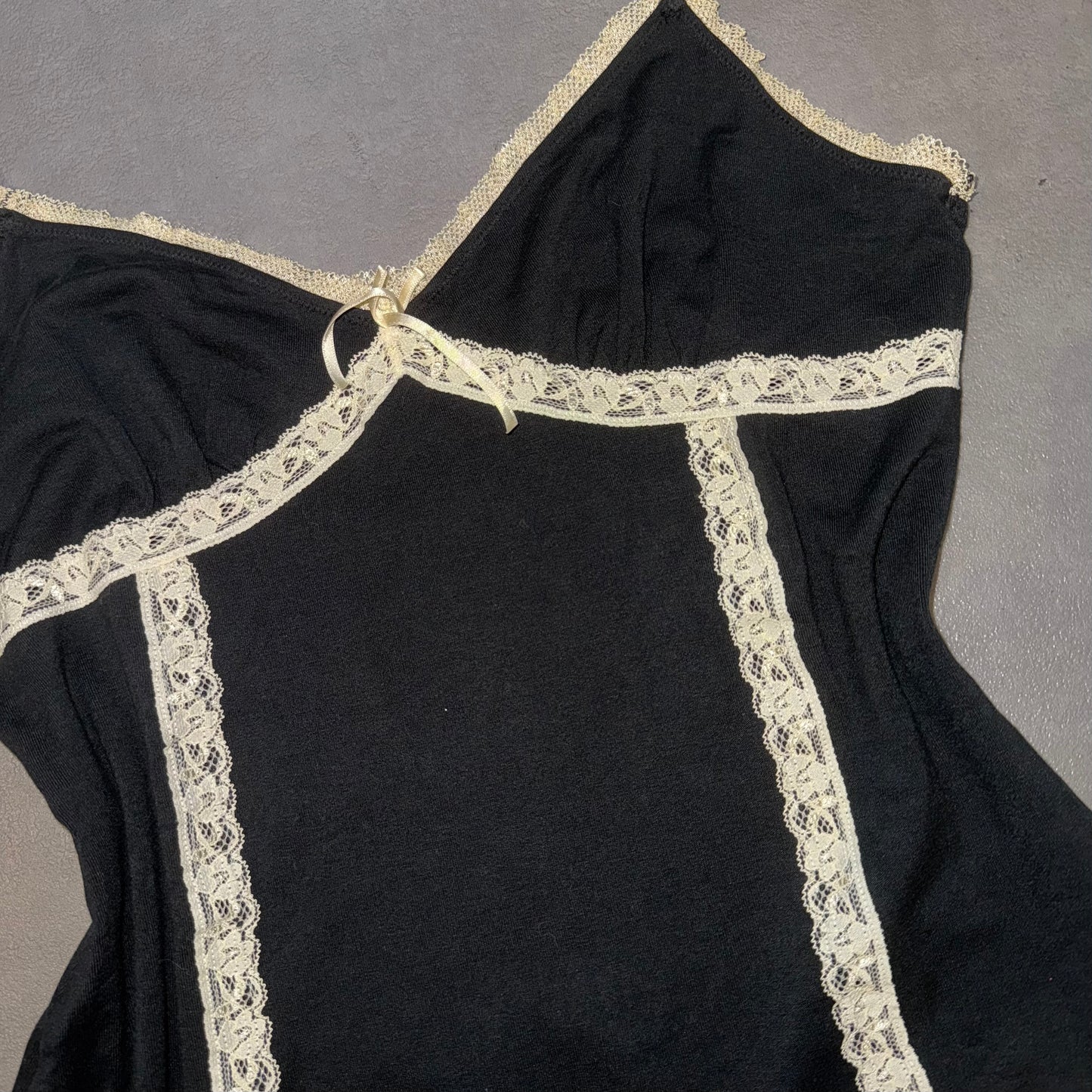 Black white lace tank