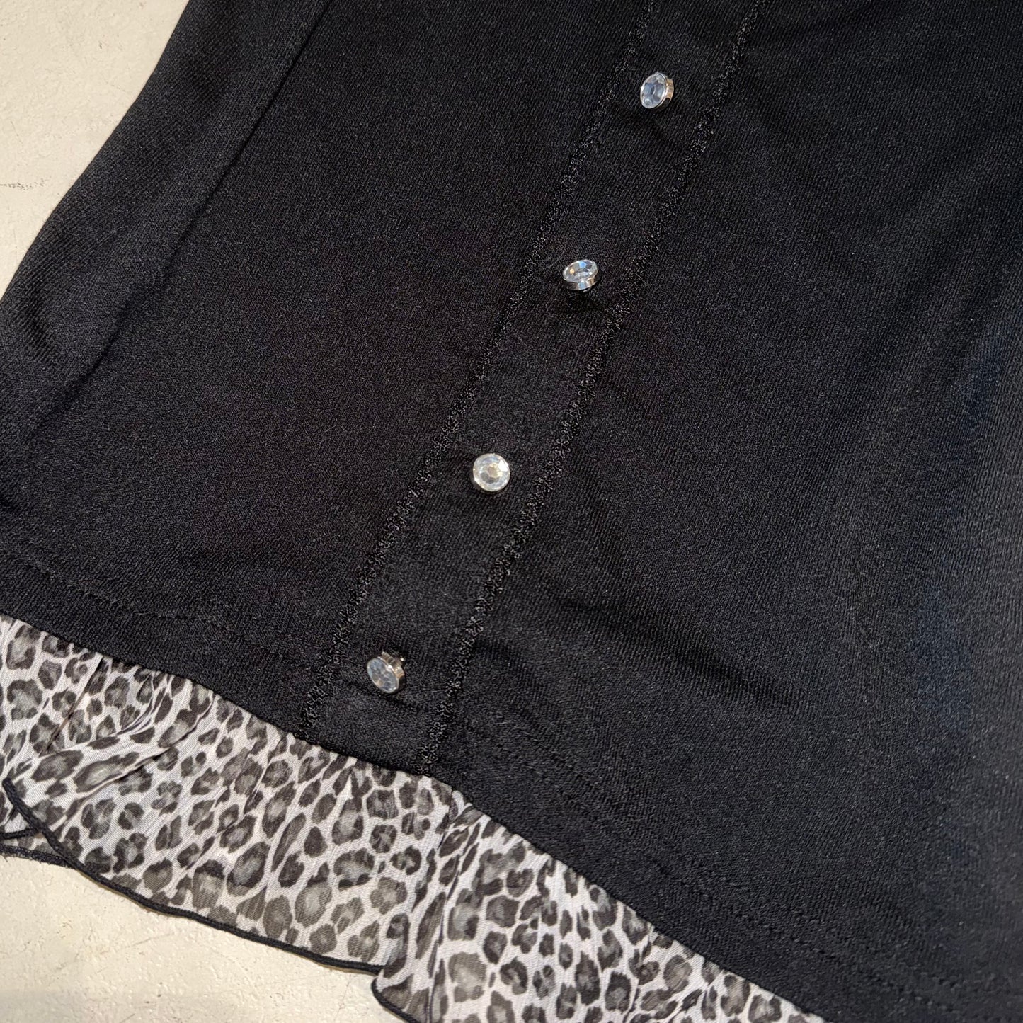 Healthy Karen black leopard layered top
