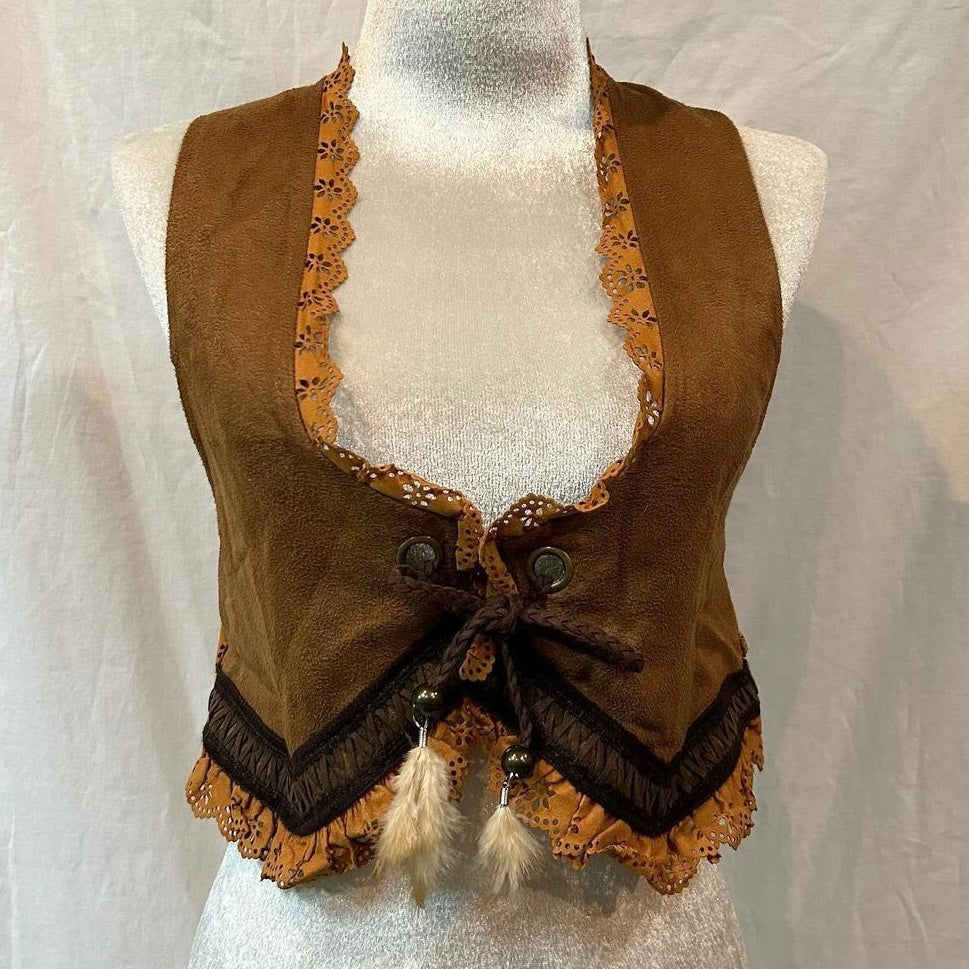 Tralala Brown suede lace vest