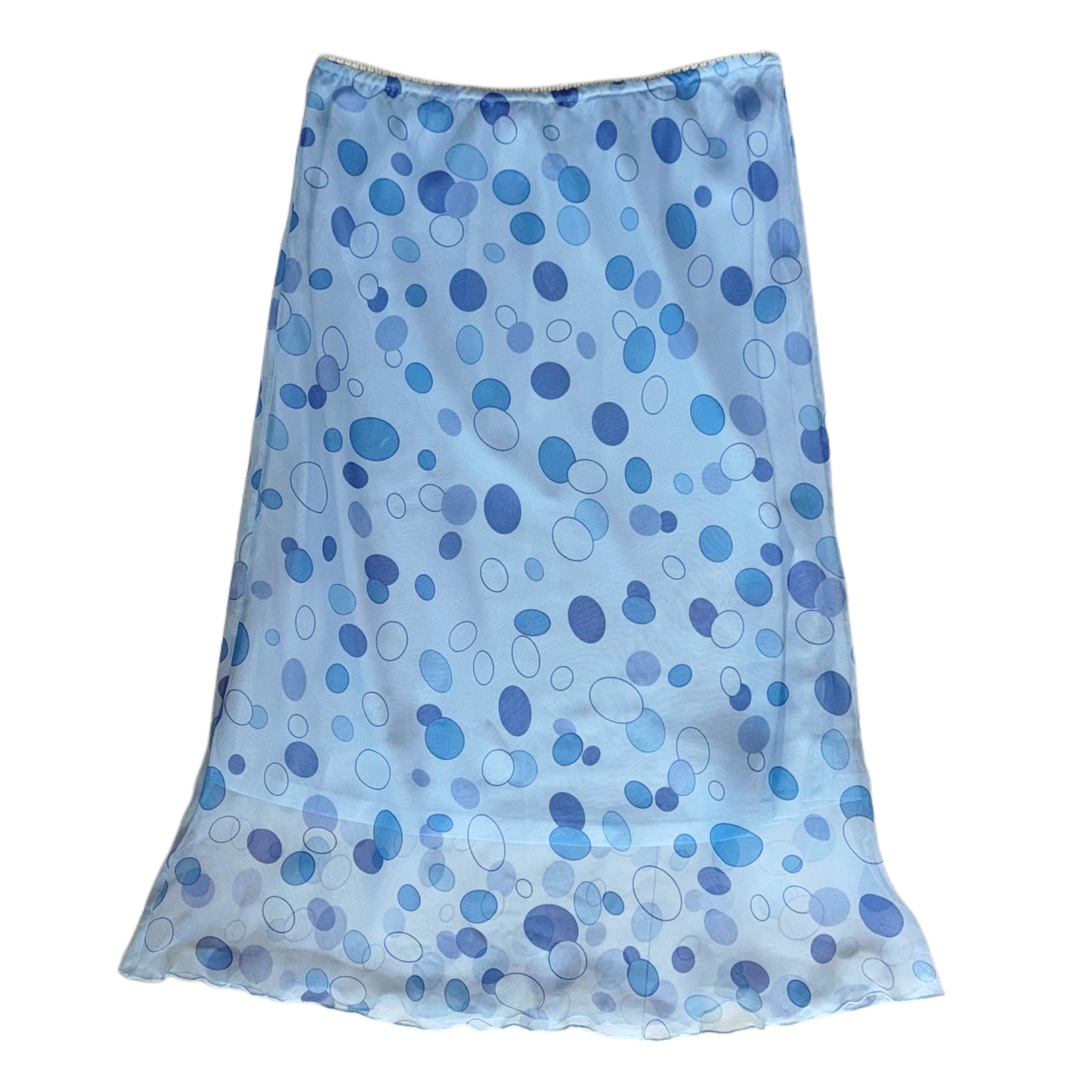 Blue polka dot mesh skirt