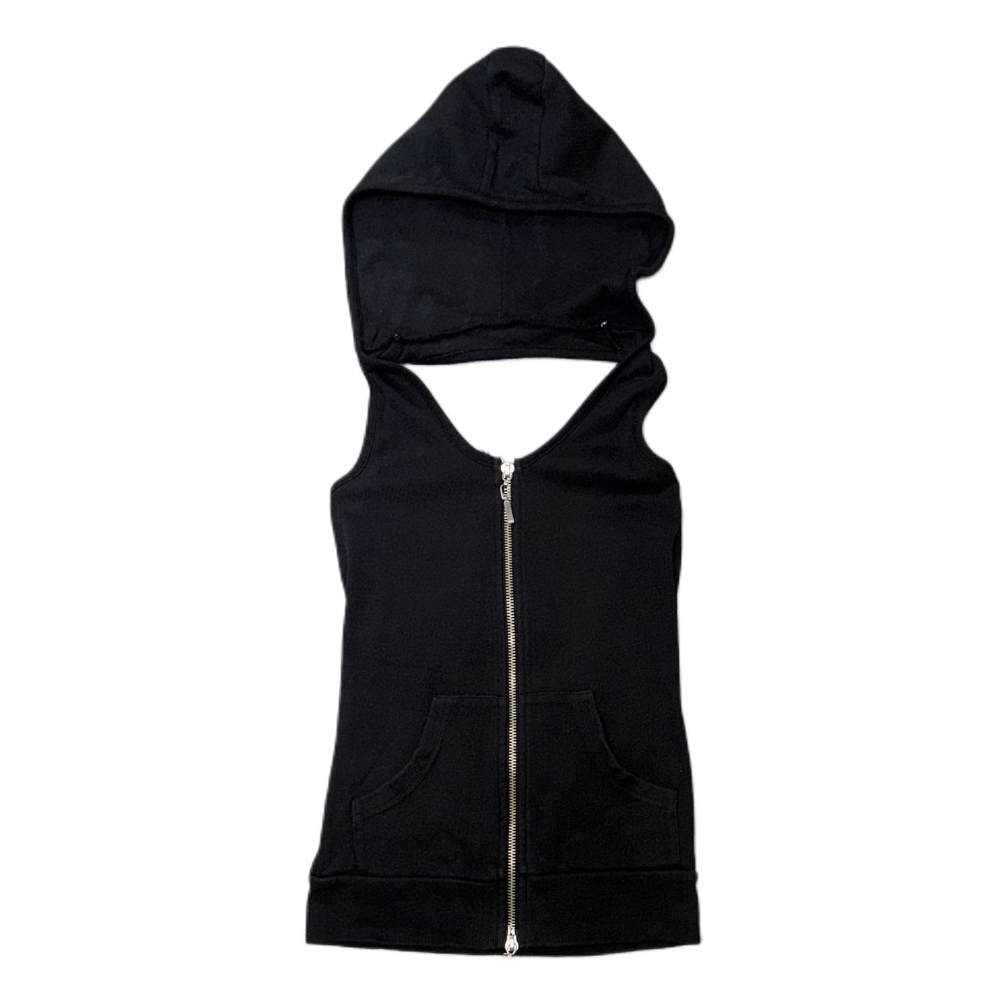 Navy double zip hooded top