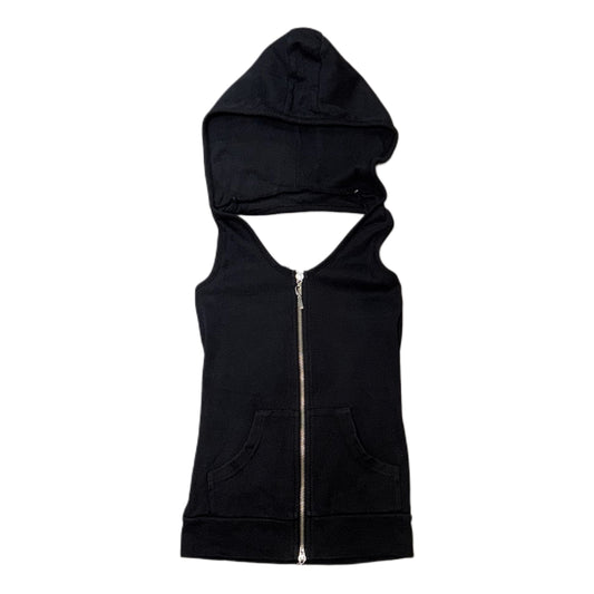 Navy double zip hooded top