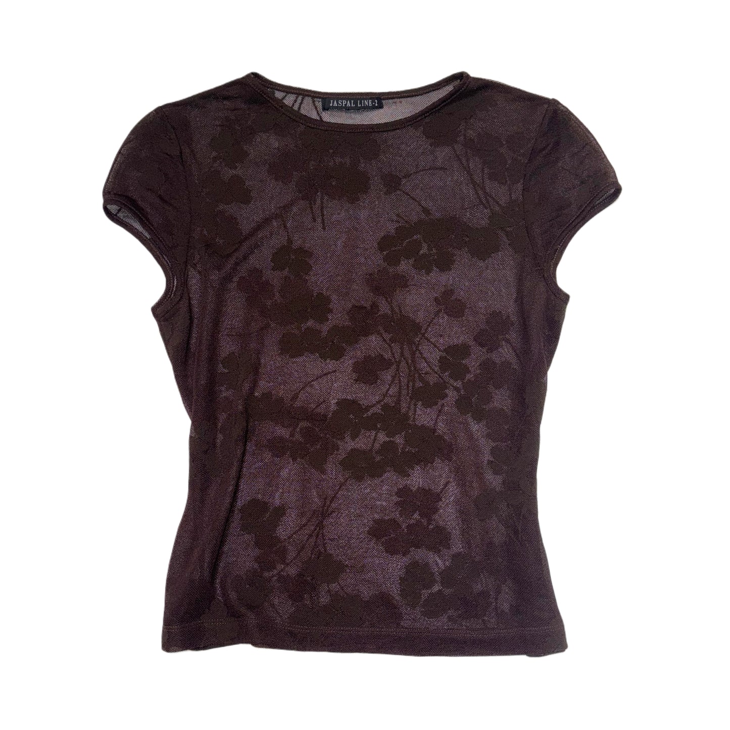 Brown floral lace top