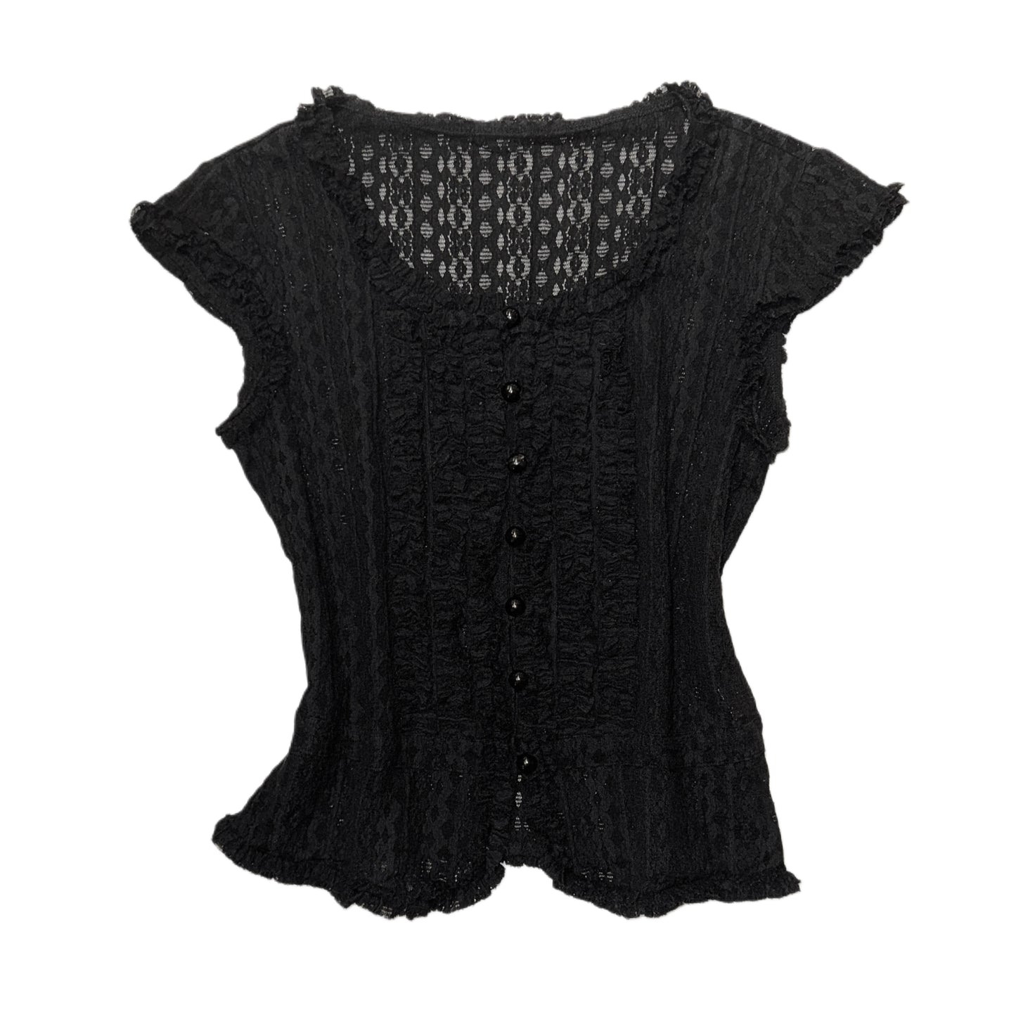 Black lace ruffle shirt