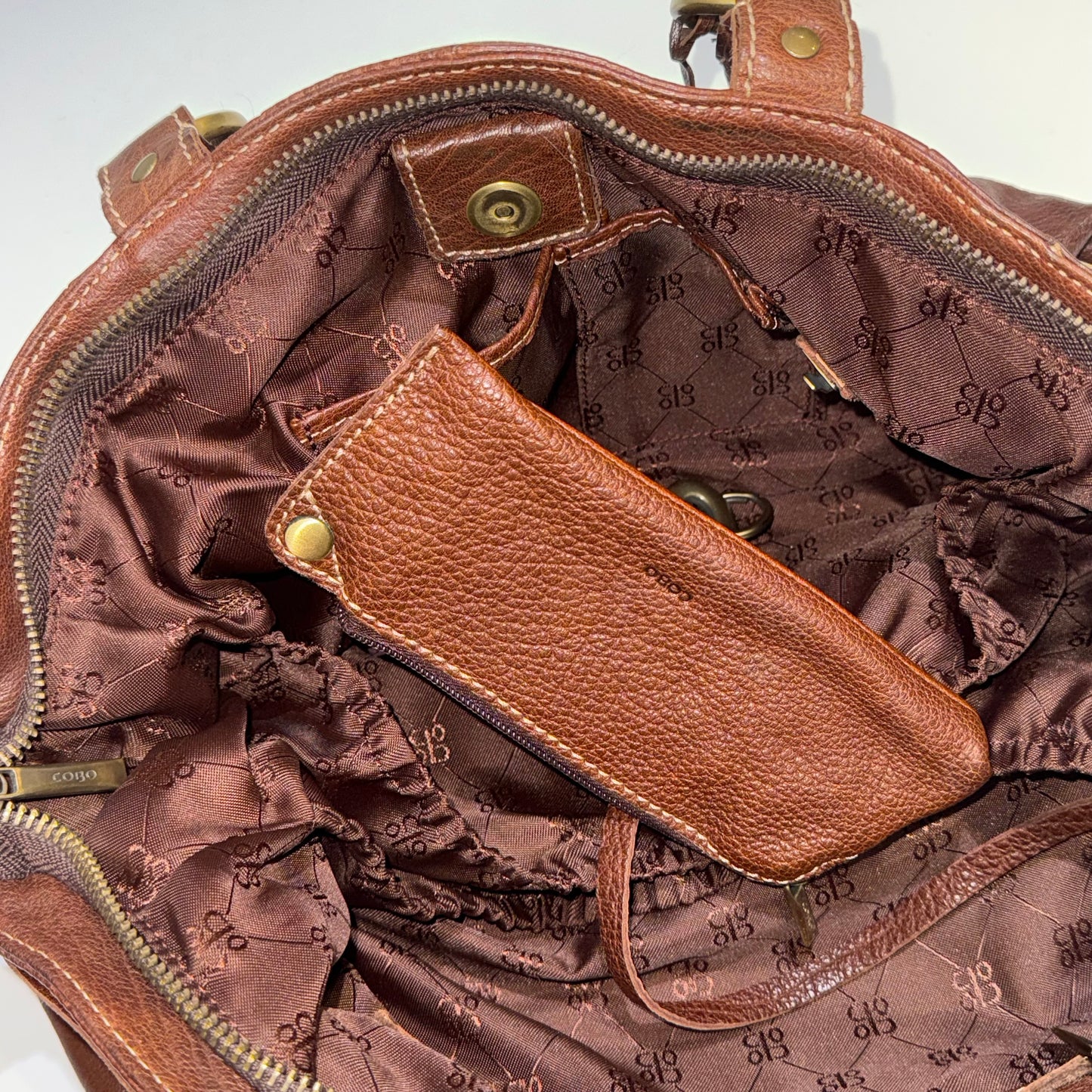 2way brown leather bag with wallet
