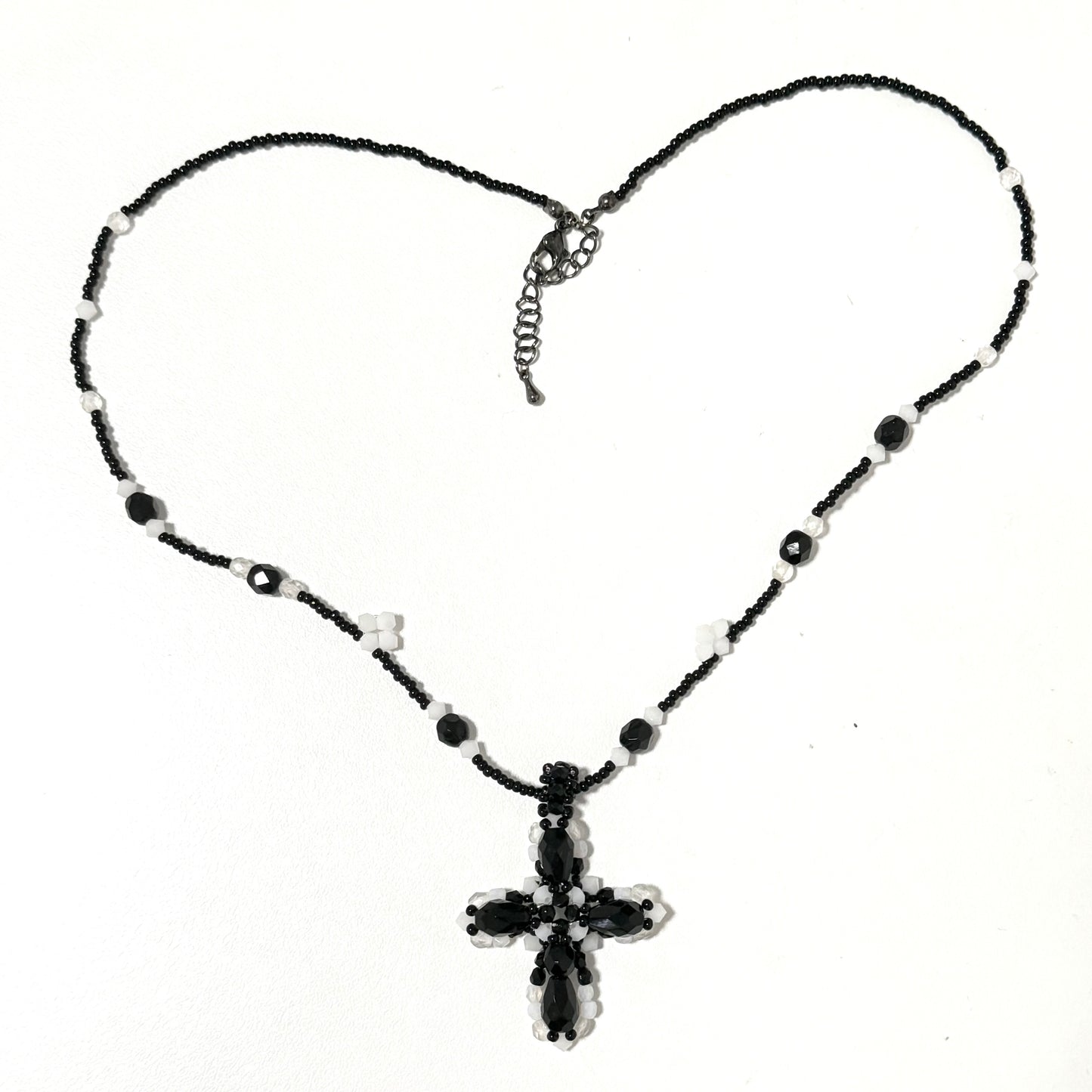 Black white cross necklace