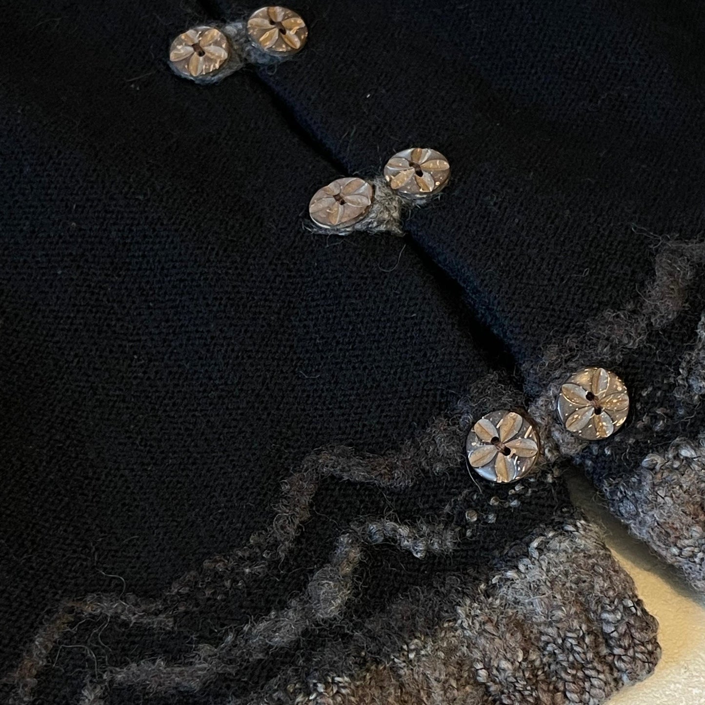 Black knit top wood button details