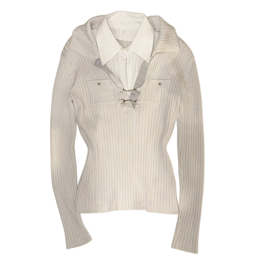 Knit layered white shirt