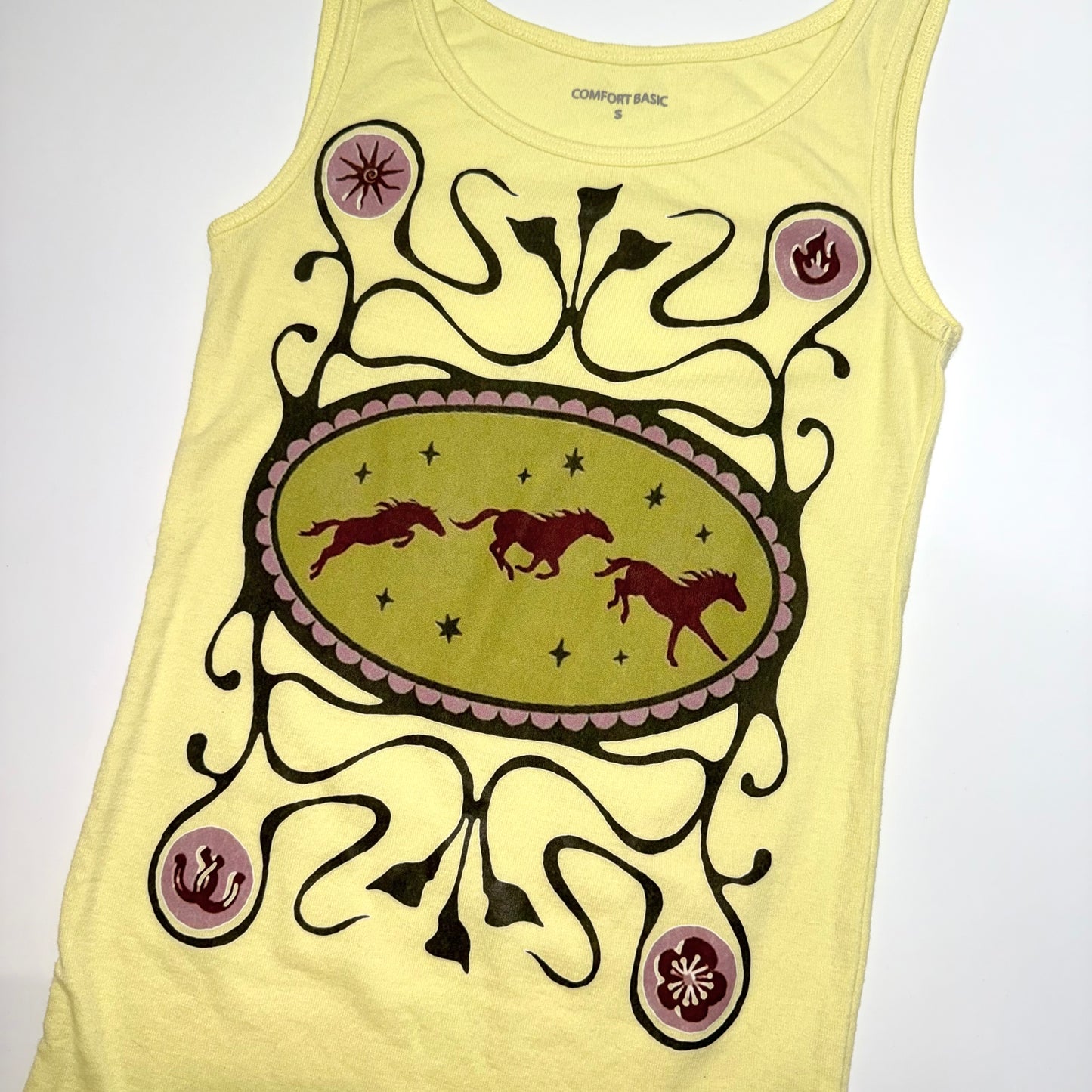 Light yellow graphic cotton top