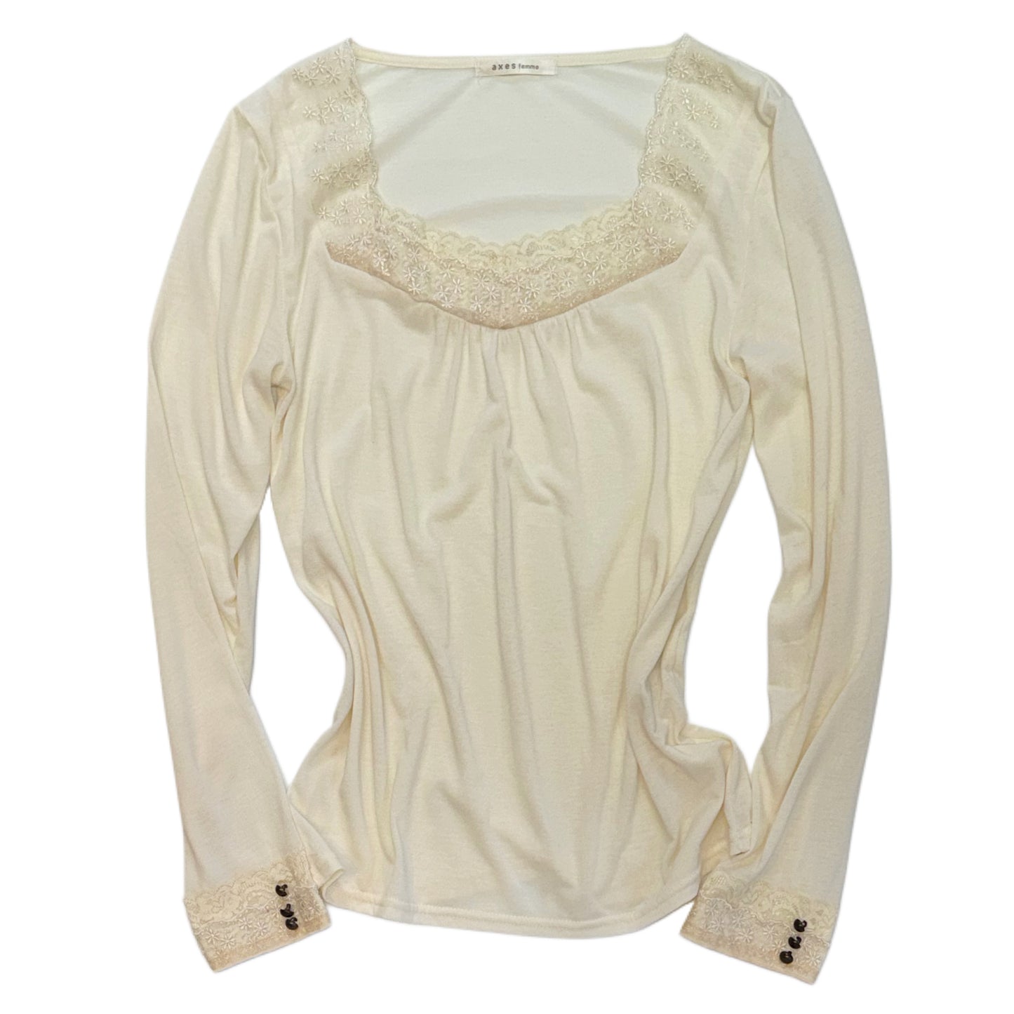 Axes Ivory lace trim long sleeve