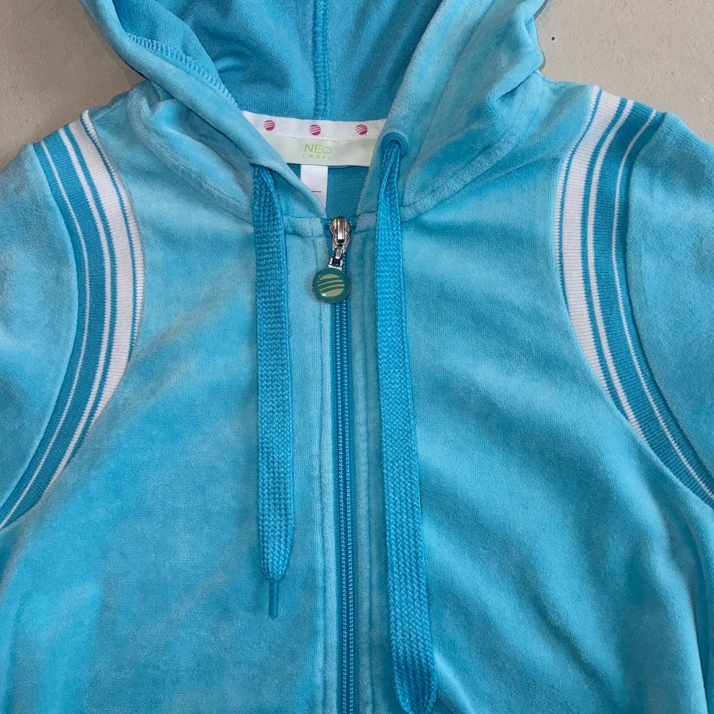Adidas baby blue velvet zip hoodie