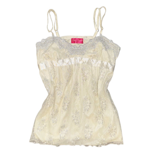 Beige grey lace tank