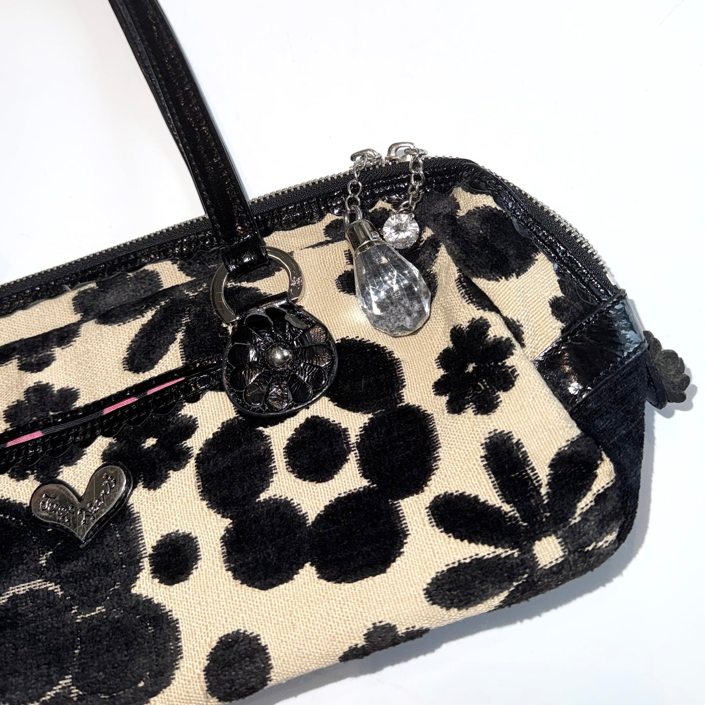 Think Bee black floral shoulder bag