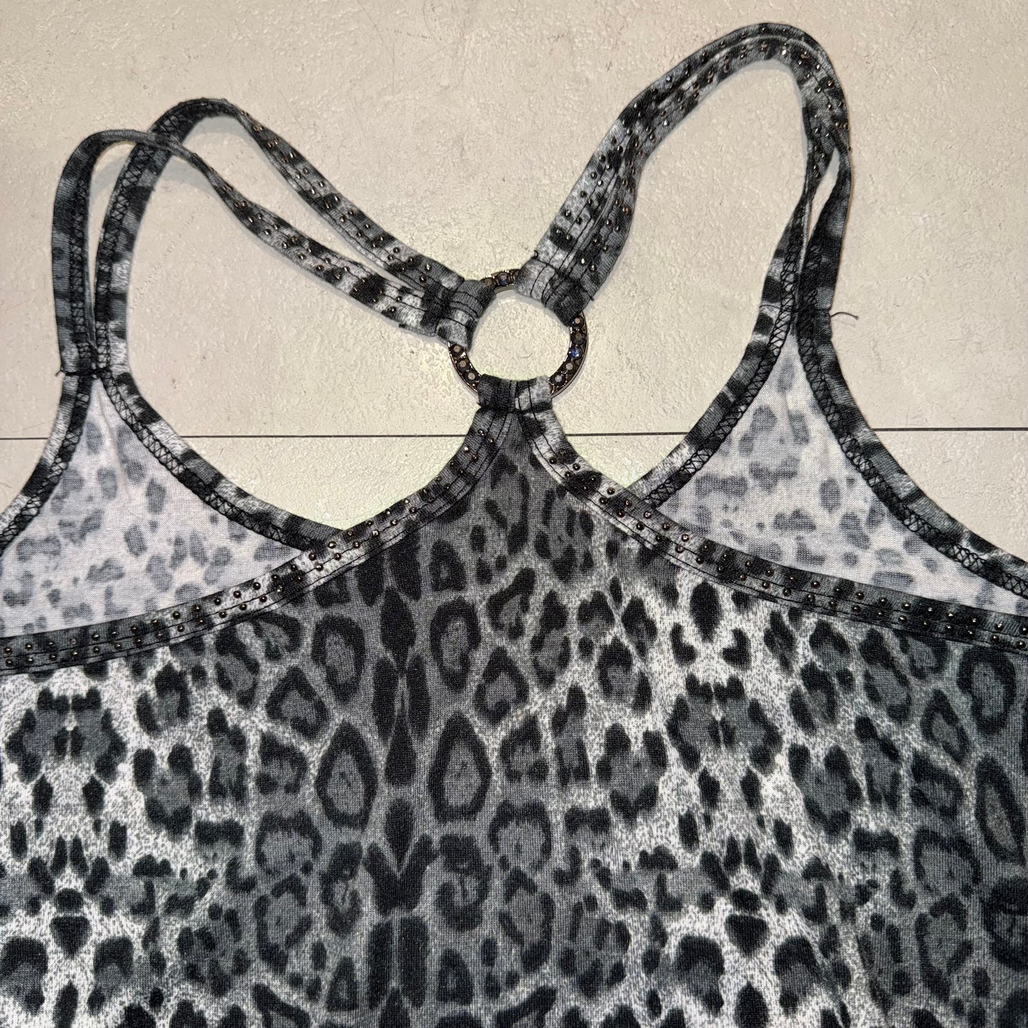 Black leopard print tank