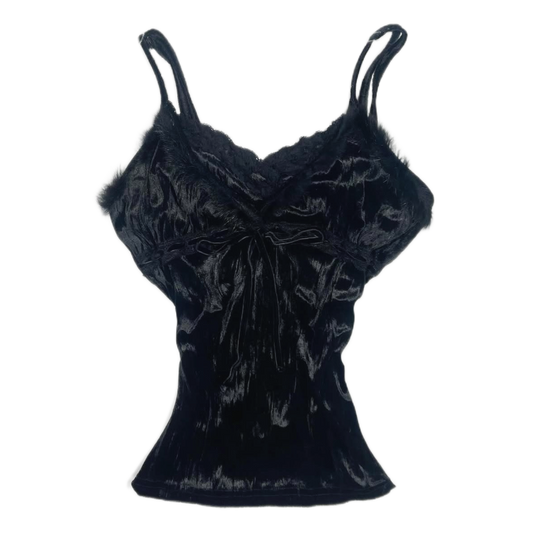 black velvet furry tank