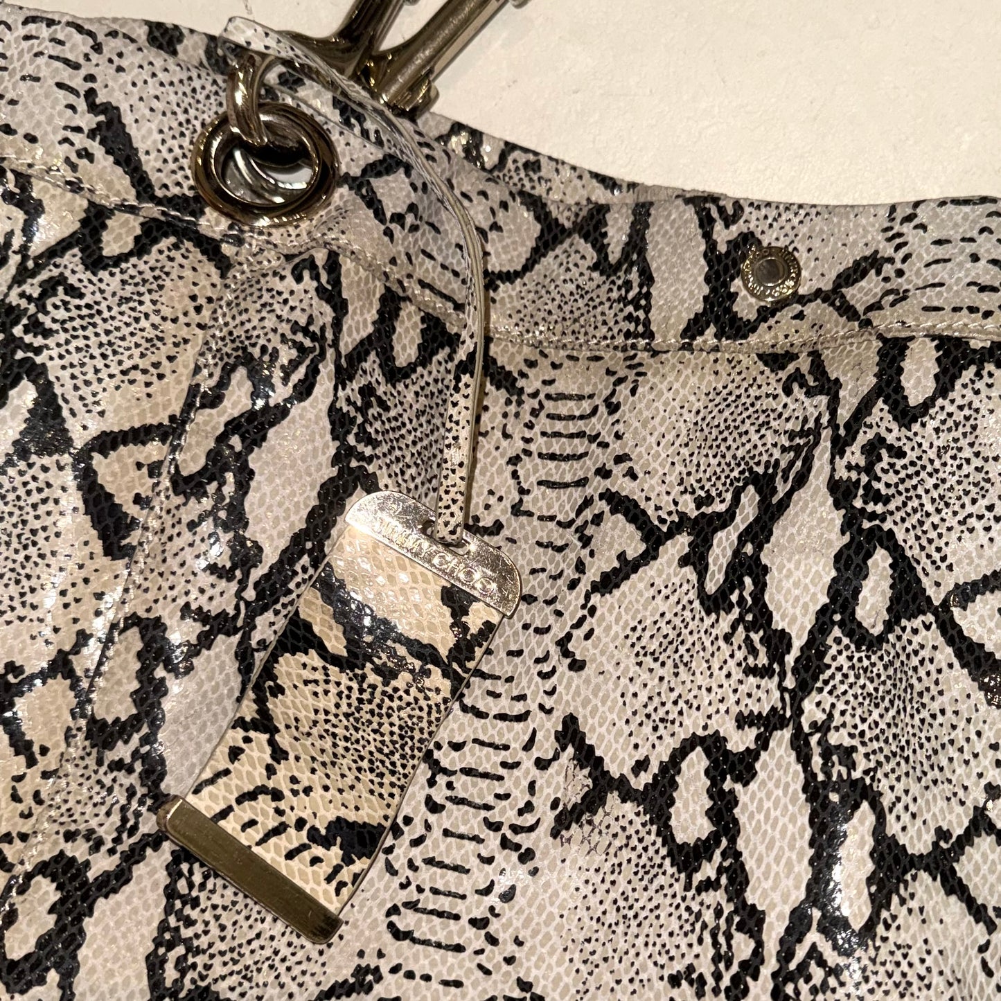Jimmy Choo genuine python bag with dog-leash clips