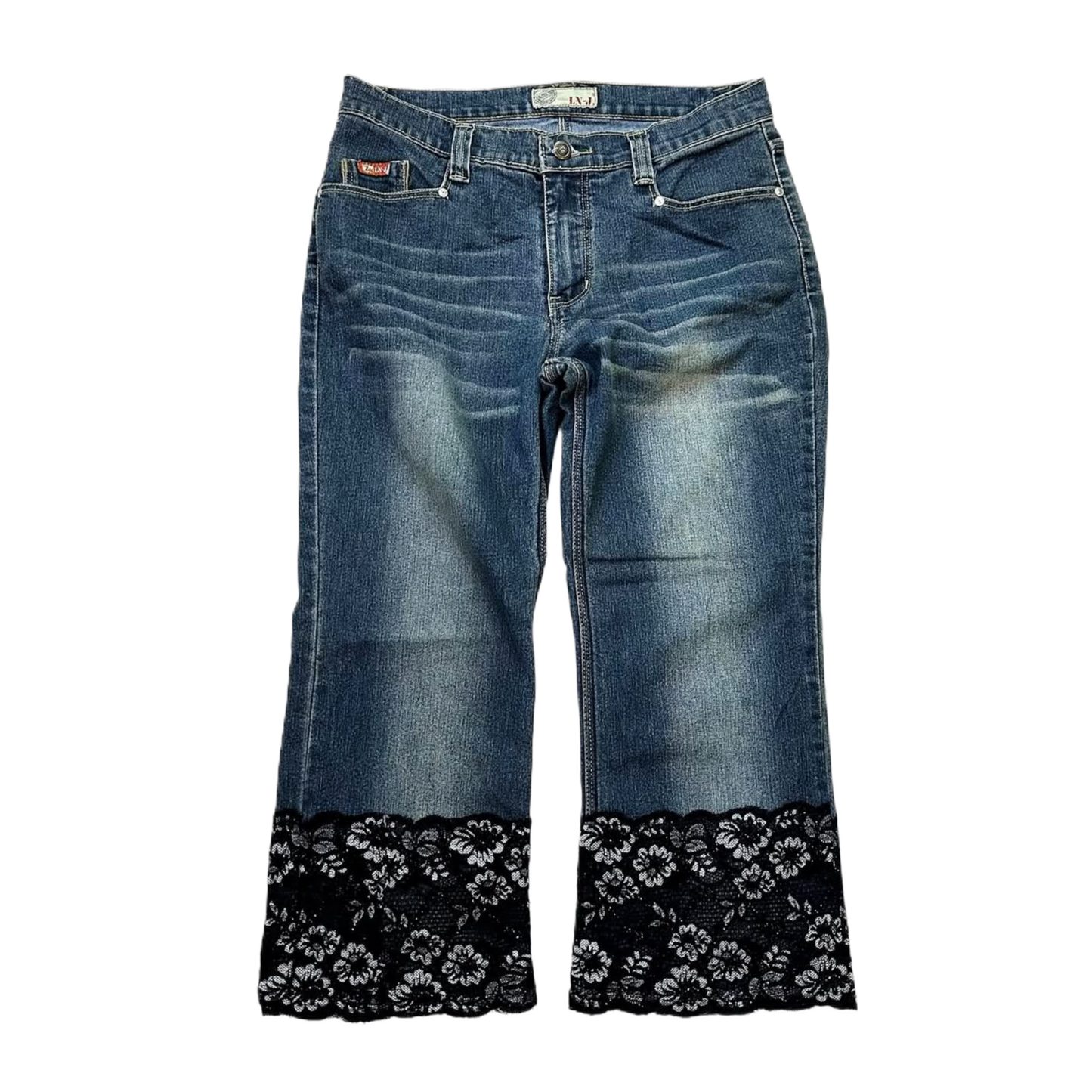 Denim lace capri pants