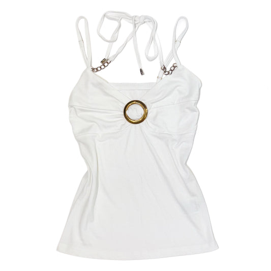 White halter with gold chain