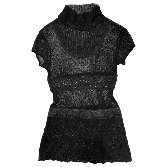 Jaspal Black lace mesh top