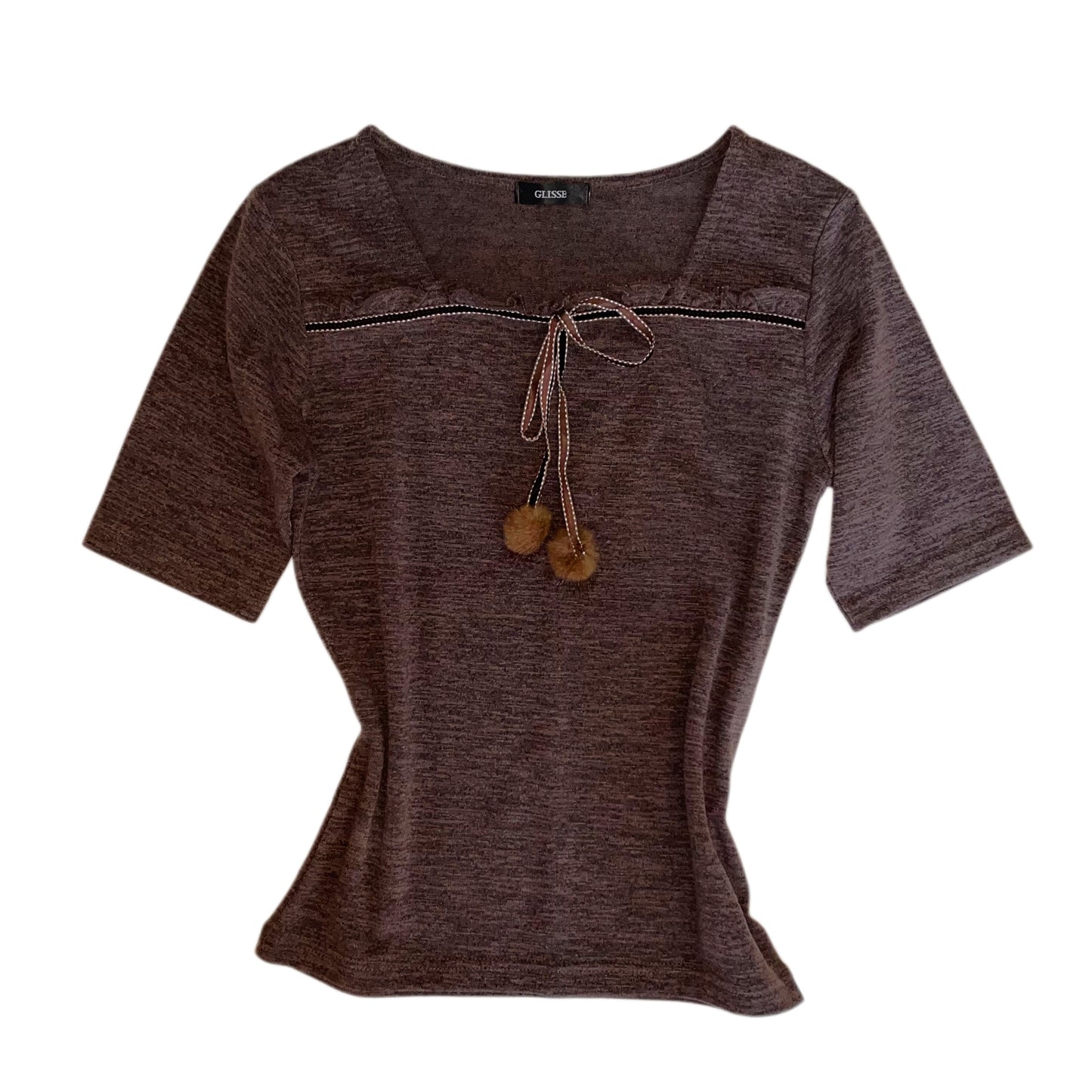 Brown pom pom top